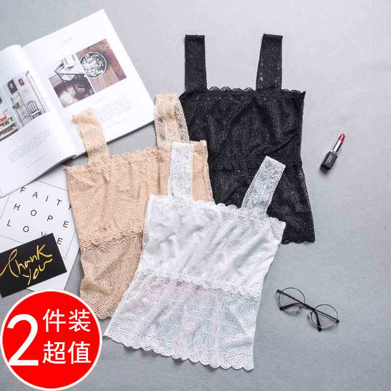 Lace little cute underwear anti-lighting gathered chest-wrap camisole long version with sexy bottoming top female summer