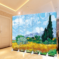 ширма 复古抽象梵高油画艺术名画酒吧咖啡画室餐厅屏风隔断移动折叠定制 OTHER
