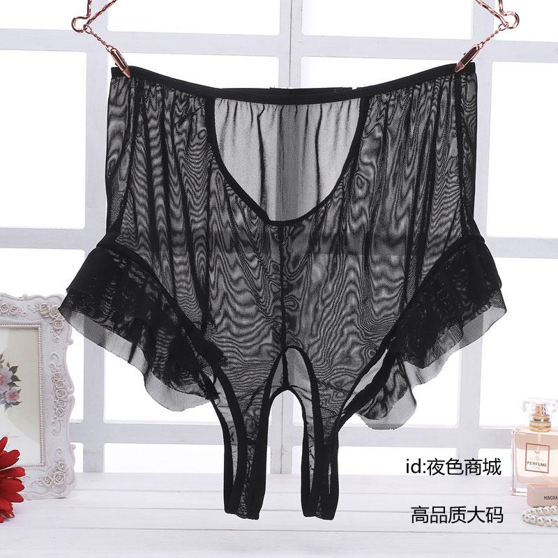 Gats increased Spice Pants High Waist Transparent Open Gear Triangular Pants Fat Mm Mesh Yarn Free of Undressing Character Pants Passion Suit