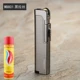 Cá tính thẳng vào bật lửa Windproof sáng tạo nhỏ hàn ngọn đuốc màu xanh ngọn lửa Người đàn ông siêu mỏng bơm hơi tùy chỉnh chữ hột quẹt khò