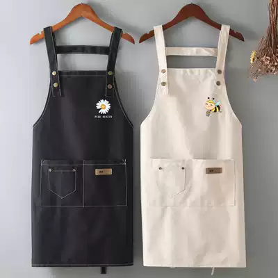 Summer thin cotton apron custom logo female fashion Korean breathable kitchen waterproof and oil-proof work clothes men