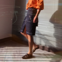 The short never-touch umbrella skirt with a straight tube is my destiny denim skirt.