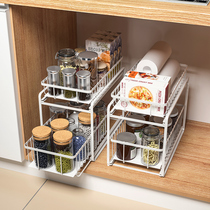 Kitchen storage rack Floor-to-ceiling cabinet pull-out shelf storage cabinet inside the layered shelf under sink shelf
