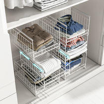 Room wardrobe layered partition pull-out storage wardrobe clothes storage artifact clothes cabinet tidying shelf