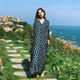 Q7 Western style retro temperament large robe loose large size extra long vacation travel slimming white catwalk dress