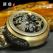 Pure copper incense burner home large indoor tea ceremony antique incense burner bedroom pan incense beaming sandalwood burner ornaments