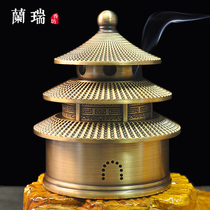 Pure copper temple incense burner household sandalwood stove indoor Buddha worship tea ceremony living room ornaments aromatherapy stove to purify air