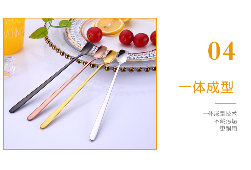Thép không gỉ 304 khuấy thìa thìa tráng miệng dài tay cầm thìa khuấy bánh mật ong thìa cà phê dài - Cà phê phin pha cafe đẹp