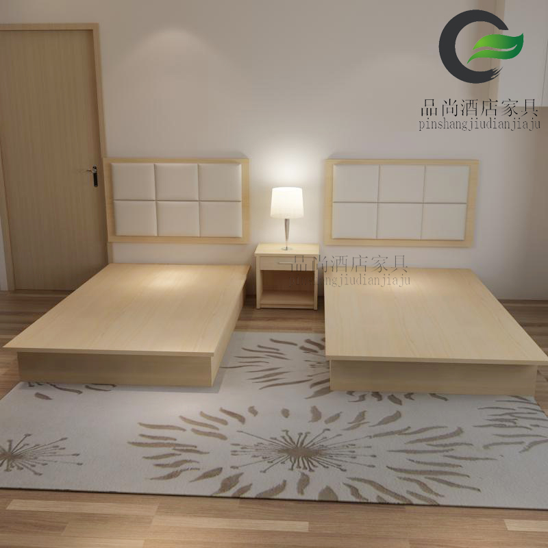 Guangdong Hotel Guesthouse Furniture Furniture Full Set of Punctuate Bed Linen Suite Single Apartment Bed and Wardrobe TV Cabinet