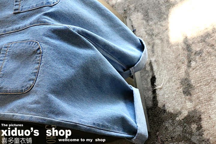 Trẻ em hàn quốc của quần áo 2018 mùa hè cô gái mới triều fan denim lỏng thư bib dây đeo vai rộng chân bib