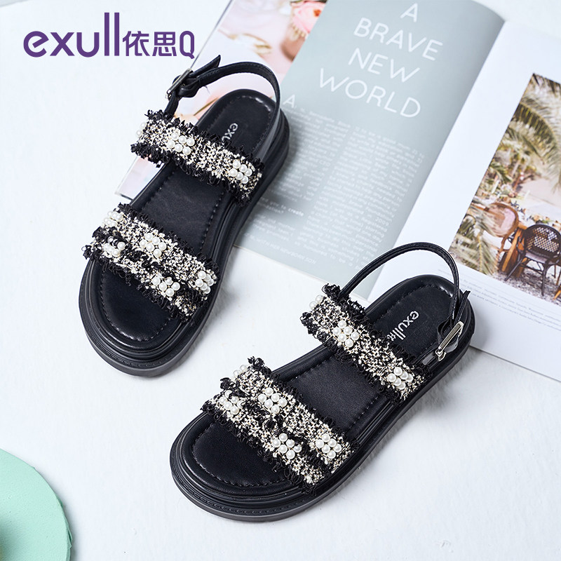 Yithq Flat Bottom Beach Sandals Women Fashion Parquet Tennis Red 100 Hitch Foot Fat Wide Soft Bottom Seaside Holiday Accessories Dress