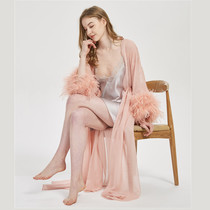 Flora Ostrich hair holiday nightgown photo Bride female morning gown Long hair wedding studio sexy cardigan spring