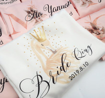 Flora Bride Bridesmaid morning gown Custom female wedding morning gown Wedding photo makeup Silk Silk printed nightgown