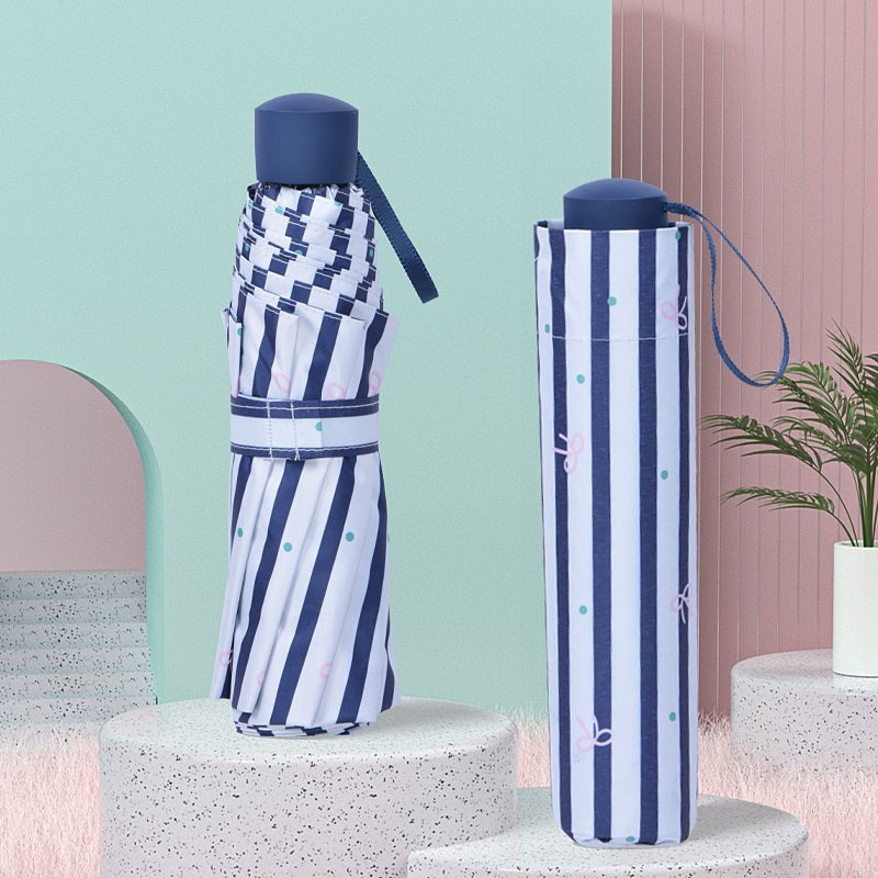 Greek Navy Blue and White Striped Umbrella for Women, Sunny or Rainy, Sun Protection, Uv Protection, Vinyl Sun Umbrella, Foldableable