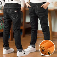 Bé trai mặc quần nhung 3-5 bé trai mùa thu và mùa đông một chiếc quần jean dày nhung 12-15 tuổi Quần dày quần áo bé trai