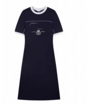 Casual 2024 Summer New Lady Cubs College Wind Round Collar Short Sleeve Dress Mid dress D TTOM242303P