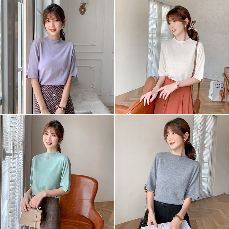 Juku All wool jersey woman 2020 fall new multicolor round neck sweatshirt long sleeve needle cardiovert half body dress