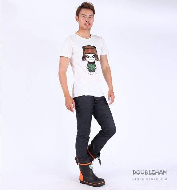 DOUBLEHAN thời trang nam ống mùa thu và mùa đông bằng thép ngón chân chống mưa an toàn chống mưa giày đi mưa nước giày giày cao su - Rainshoes ủng đi nước