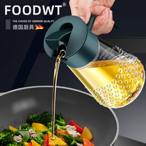 Glass oil jug Automatic opening and closing anti-leaking oil bottle kitchen Home without hanging oil seasoned with soy sauce small vinegar bottle of large oil