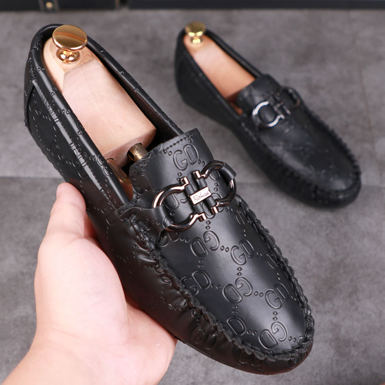 Doudou shoes men 2022 autumn new Korean version of the wild trend lazy shoes personality casual leather shoes one-step men's shoes