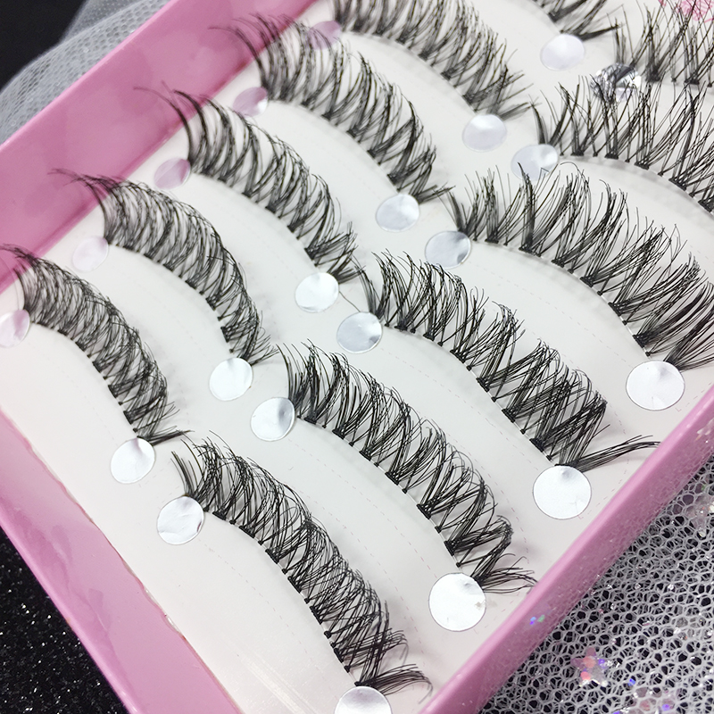 Pure handmade lông mi giả mở rộng mắt tự nhiên dài dày trang điểm nude chéo lông mi lộn xộn người mới bắt đầu - Lông mi giả mi dưới giả