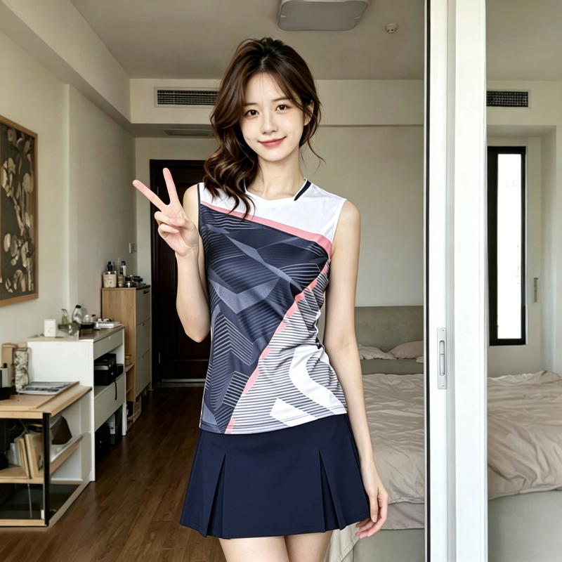 Peggy Cool 2026 Model Badminton Suit, Unisex, Sleeveless, Quick-Drying, Korean Style Printed Competition Training Uniform Peggy Cool 2026 Model Badminton Suit, Unisex, Sleeveless, Quick-Drying, Korean Style Printed Competition Training Uniform