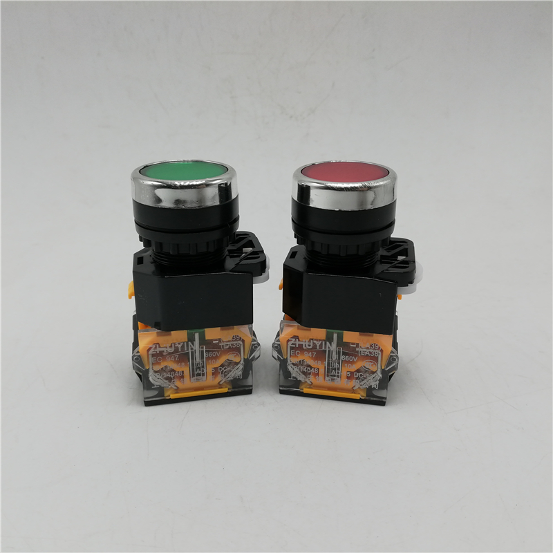 Shanghai Zhuang silver 3C certified button switch LA38-11 LA38-11BN flat button self-reset drilling 22MM