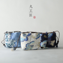  Nine artisans cotton hemp tea teacup tea set storage bag Kung Fu teacup Quick cup bag portable travel portable cloth bag