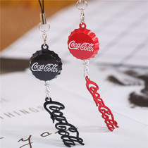 Simulation Metal Coke Bottle Cap Logo for male and female mobile phone shell chain pendant pendant lovers gift ornament rope