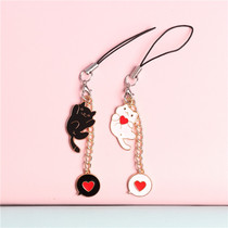 Cute Black & White Kitty Cat Love Mobile Phone Pendant Rope U Pan Pendant Men Girl Girl Couple Ornaments Gifts Super Cute