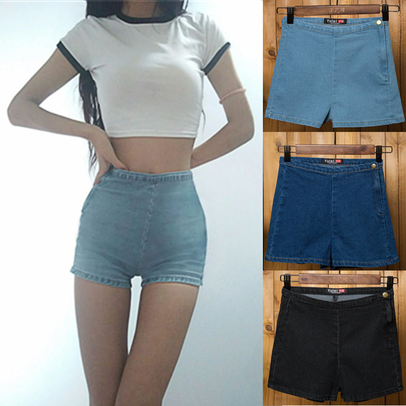 tight fitting denim shorts