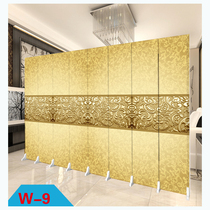 Screen partition simple folding screen living room shielding porch simple modern European folding mobile solid wood double-sided fabric