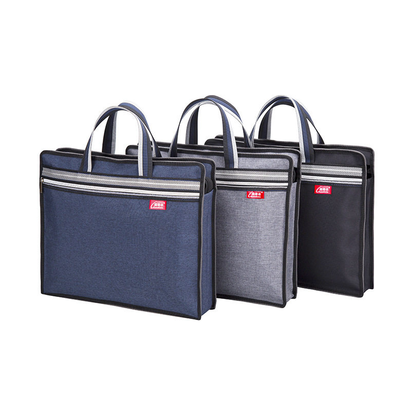 Thickened Briefcase Double Layer Pull Chain File Bag Meeting Hand File Bag Kit Customized
