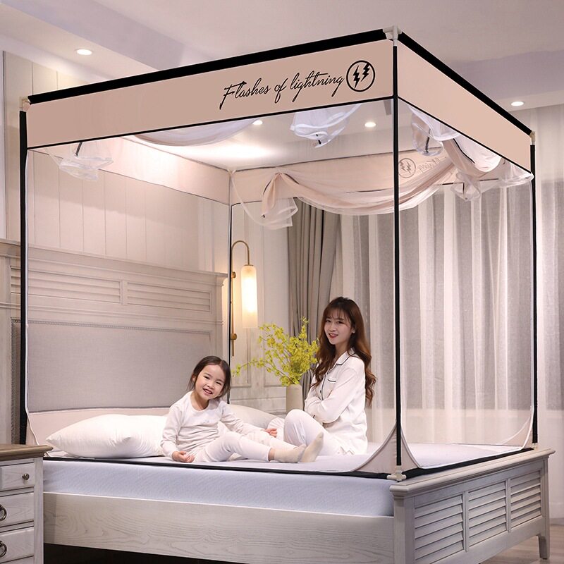 2020 minimalist bed Sofa Bed Mosquito bed nets Three doors Mongolian bunk bed nets Baked Lacquer Stents Encryption Plus High Mosquito Nets