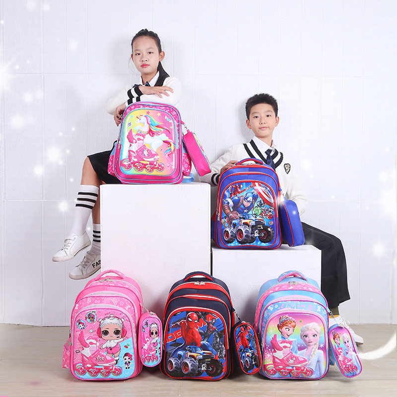 New children's school bags for boys and girls 3-6 grade girls 6-12-year-old shoulder bag light minus negative cartoon bag