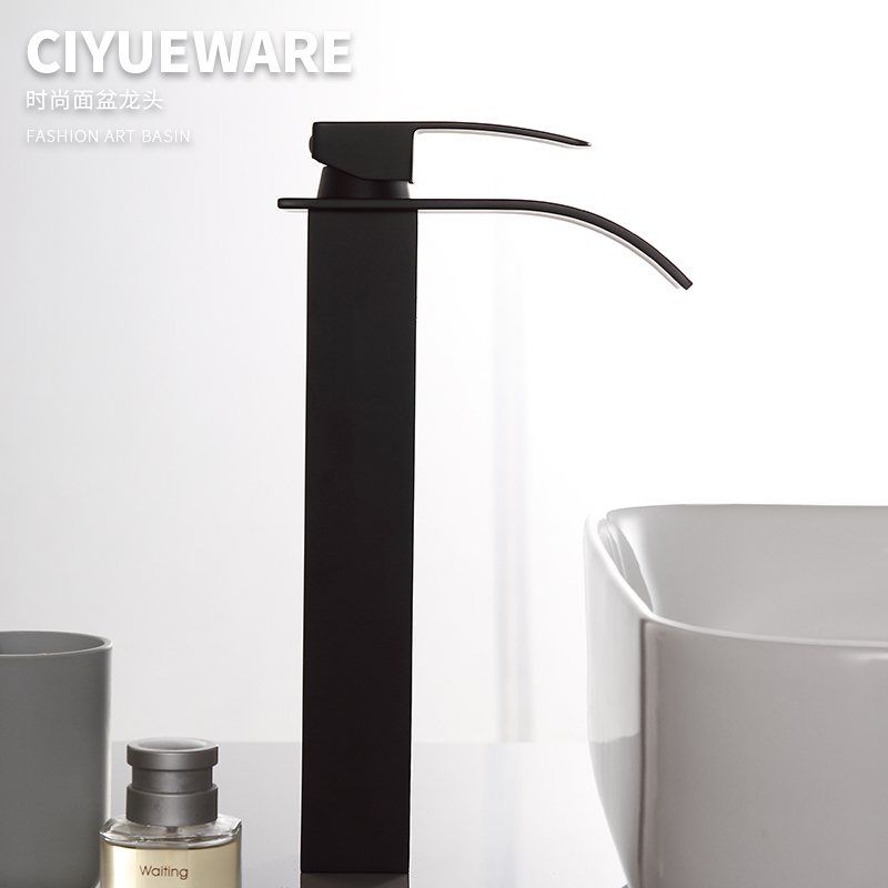 Ostyle onstage basin tap washbasin hot and cold brass tap Home handwashing desk single to black frosted black-Taobao