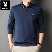 2022 autumn clothes new youth mens long-sleeved t-shirt bottoming shirt leading father plus fat plus size casual shirt