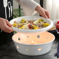 Nồi khô nến đun nóng bếp cách nhiệt món ăn món cá bát bát bát hộ gia đình khách sạn bộ đồ ăn mận gốm nồi lò bộ bát đĩa hàn quốc