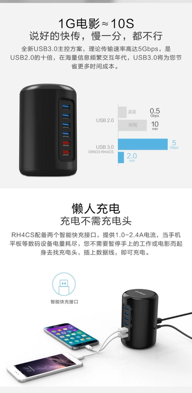 Máy tính đa năng ORICO RH4CS Mac Pro USB3.0 HUB Splitter Máy tính bảng di động - USB Aaccessories quạt sạc điện mini