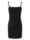 Hollinna Acetate Black Spaghetti Strap Dress for Women, Spring and Autumn, Socialite Style, High-End, Elegant, Waist-Cinching, Slimming Short Dress