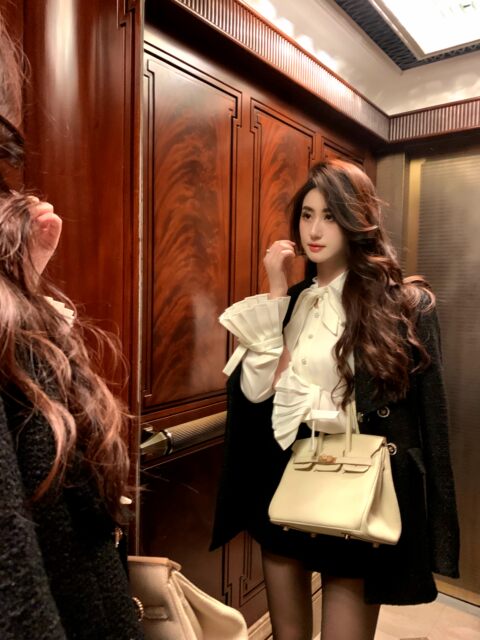 Hollinna Woolen Coat Women's Mid-Length 2025 New Tweed Black High-End Blazer