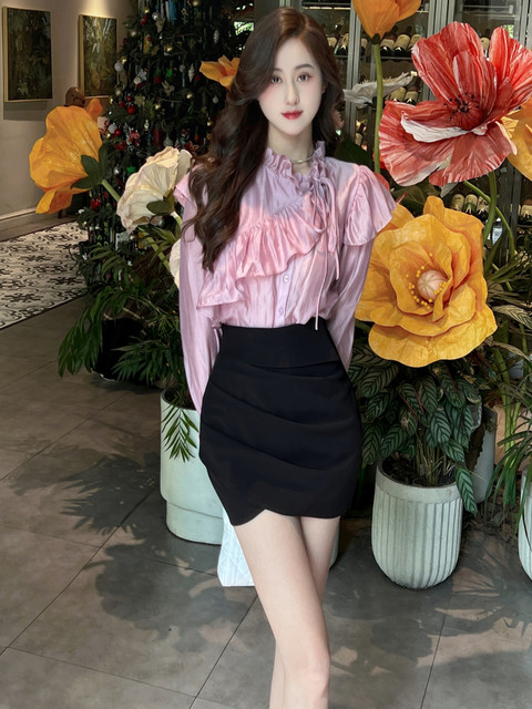 Hollin Irregular Sexy Black High Waist Short Skirt Women's Summer 2025 New One Step Skirt Skirt Hip Skirt