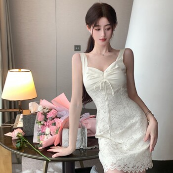 Hollin[Time of Excitement]Strappy Lace Dress High-End Sexy Bodycon Dress Summer Dress for Women