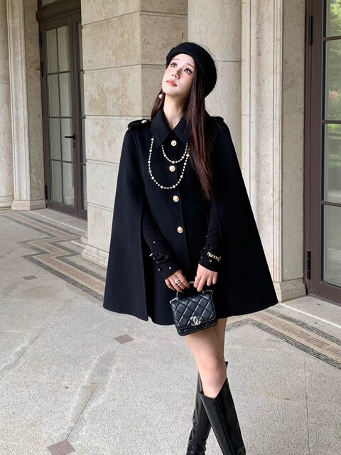 Hollinna Rich Girl Style 100% Wool Cape Coat Double-Sided Woolen Coat for Women Autumn and Winter 2025 New Style