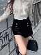Hollinna High-Waisted Velvet Shorts for Women, Spring and Autumn 2025 New Style, Straight-Leg, Slimming, Trendy, Winter Black, High-End, Versatile