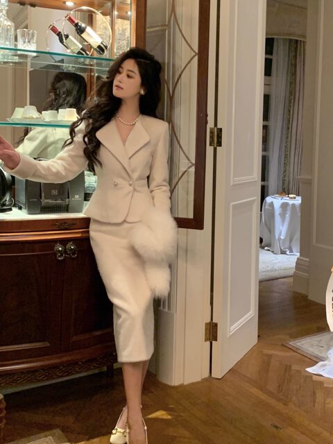 Hollinna New Chinese-Style Small Fragrance Suit Dress for Women, Autumn and Winter 2025 New Elegant and High-End French Two-Piece Set