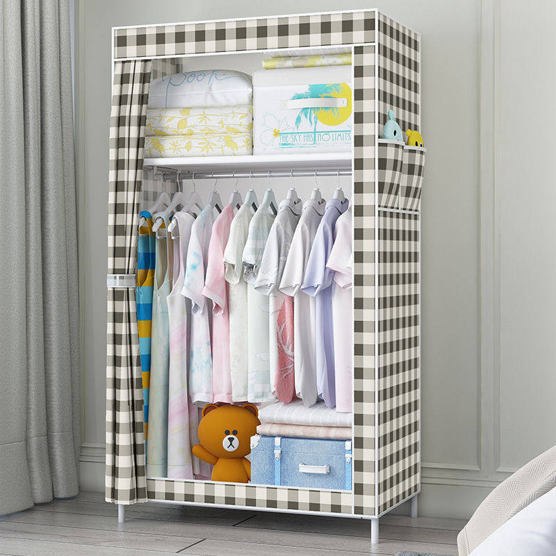 Wardrobe Simple Cloth Wardrobe Home Bedroom Cloth Art Hanging Closet Assembly Containing Cabinet Rental room with modern simplicity