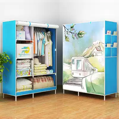 Simple cloth cabinet Steel pipe thickened reinforced dormitory household economical single double wardrobe dustproof assembly storage cabinet