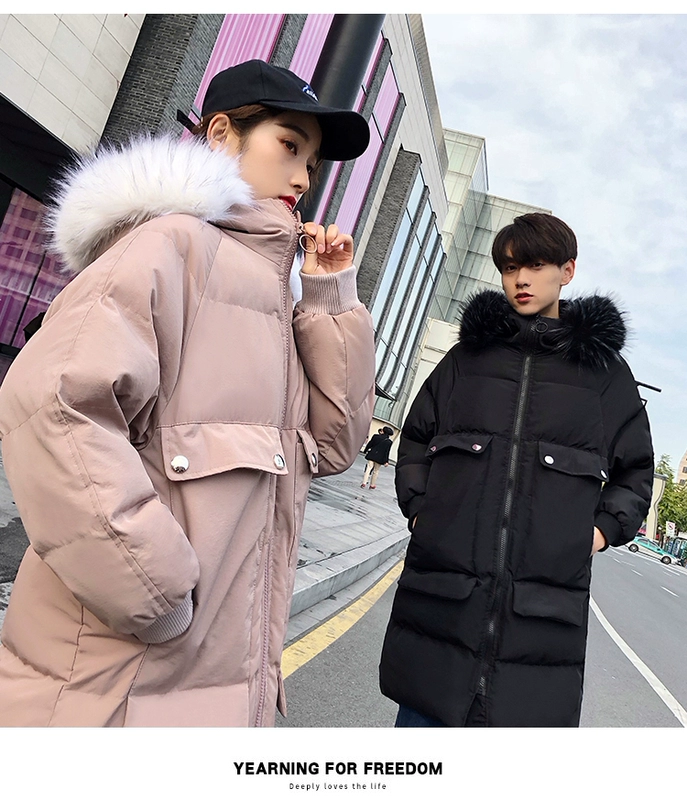 Cotton dài phần phiên bản Hàn Quốc của các sinh viên dịch vụ bánh mì lỏng lẻo xuống bông bf Harajuku lông cổ áo mùa đông đôi tình nhân