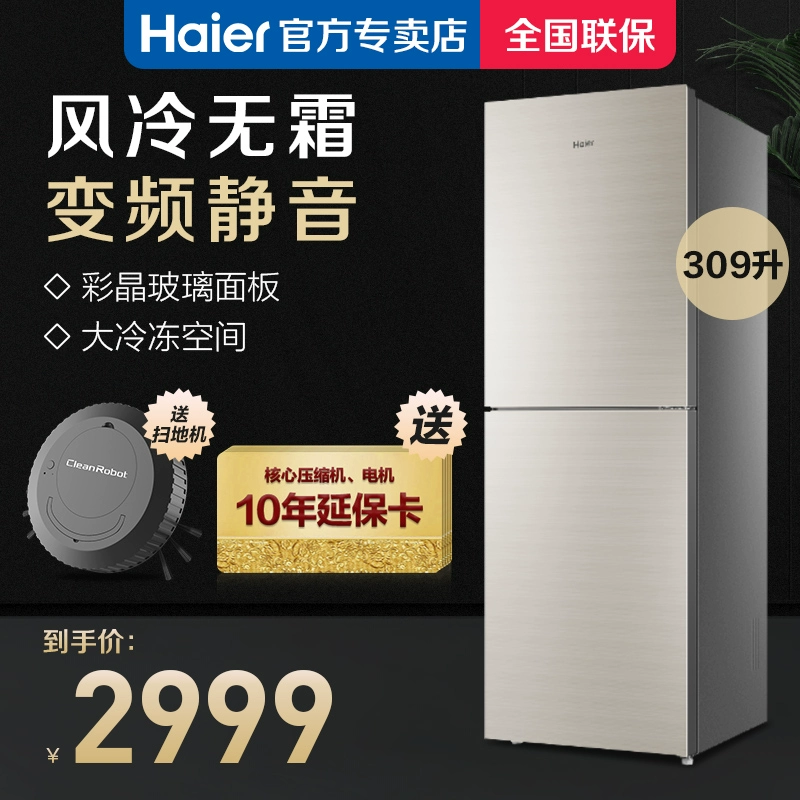 Tủ lạnh hai cửa haier / Haier 309 lít với đông lạnh lớn, công suất lớn, làm mát bằng không khí và hiệu quả năng lượng không có sương giá và tiết kiệm năng lượng - Tủ lạnh